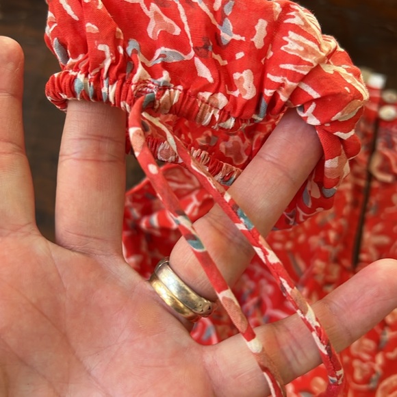 CLEOBELLA Blair Mini Dress Tassel-Cuff Ruffle Floral Paisley Coral XS - Picture 15 of 15